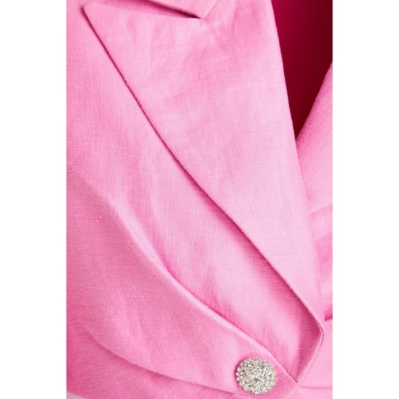 Rasario Cropped Crystal-Embellished Linen-Blend Pink Jacket EU 36 or US 4 - Picture 13 of 13